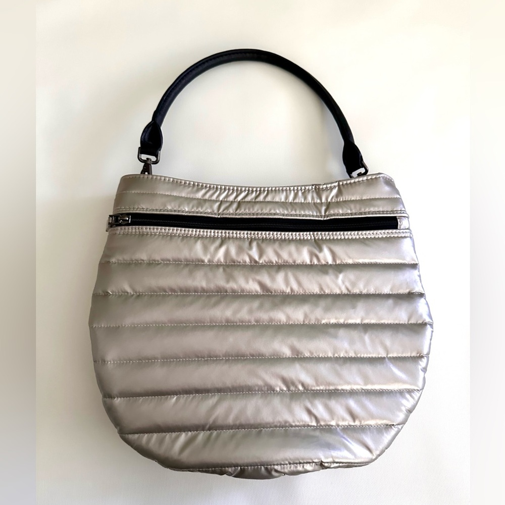 Think Royln “U” Messenger Silver bag with black crossbody strap - Picture 7 of 8